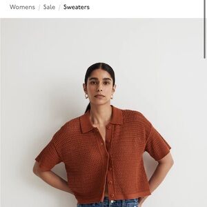 Madewell Crochet Button-Down Sweater Tee